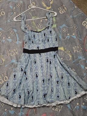 Disney Blue Ruffle-Strap Dress with Black Waistband